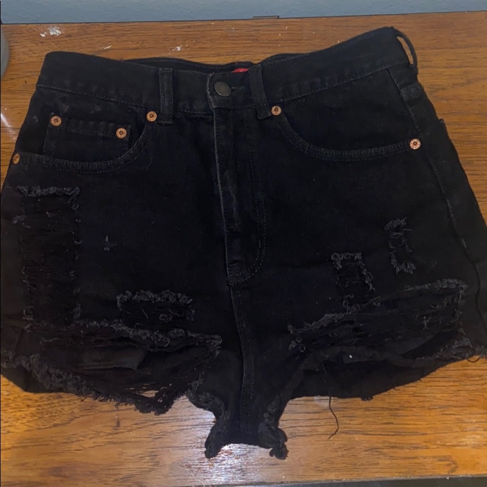Black Ripped Shorts